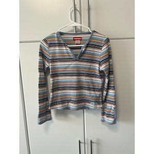 Striped Long Sleeve Shirt Y2k - Etsy