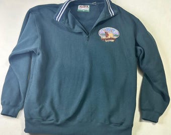 Sweat-shirt Elk Mountain Quarter Zip Cliff Trading Co Homme Polaire XXL Vert rouge