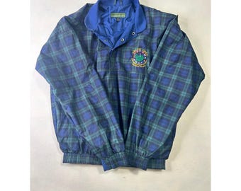 Sun Mountain Sports Arctic Open Iceland Plaid Golf Windbreaker Mens Medium Blue