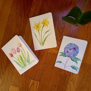 Handmade watercolor cards, simple greeting cards, watercolor florals, handmade birthday cards, thank you cards, painted florals, handpainted