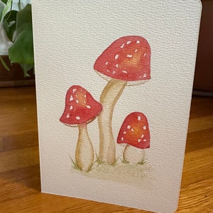 Niedliche leere Karten für jeden Anlass, gemalte Pilz Aquarell Karten, Dankes Notizen, Geschenk für alle, funky Geburtstagskarte, Aquarell Pilze
