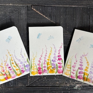 Tarjetas florales hechas a mano, tarjetas sencillas de verano, tarjetas de acuarela con flores silvestres, para cualquier ocasión, tarjeta de agradecimiento en acuarela, tarjeta de cumpleaños hecha a mano.