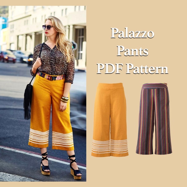 Palazzo Pants Pattern for Women, Wide Leg Pants Sewing Pattern, Summer Pants Pattern, Sewing Patterns, High Waist Pants, XL - 5XL Pattern
