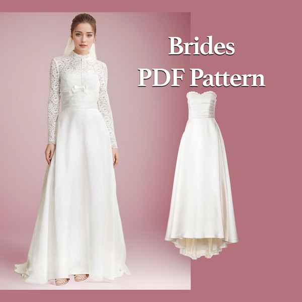 Off Shoulder Bridal Gown Sewing Pattern, Heart Neck Bridal Gown, Cocktail Dress Pattern, Fairy Dress pattern, Evening Gown, XS-XXL