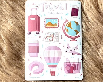 Travel Sticker Sheet | Sticker Sheet | Stickers | Stickers for Laptops, Bullet Journals, Notebooks | Bookish Stickers