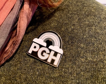 PGH Pittsburgh Greynbow Enamel Pin Gray Rainbow - Rainy Day Grey Fun Enamel City of Pittsburgh Pin