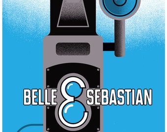 Poster - Belle & Sebastian Silkscreen Tour Poster - Hand Pulled Art Rock Poster Screen Print - Vintage Camera Gig Poster Print