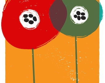Giclee Poppies - Flower Art Print  - Modern Flowers illustration