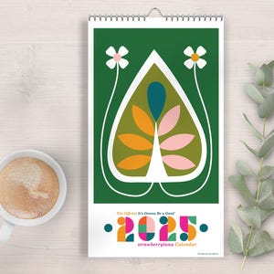 2025 Calendar Illustrated Art Print Botanical Wall Art Calendar with Nature Birds and Flowers Retro Style Graphic Design