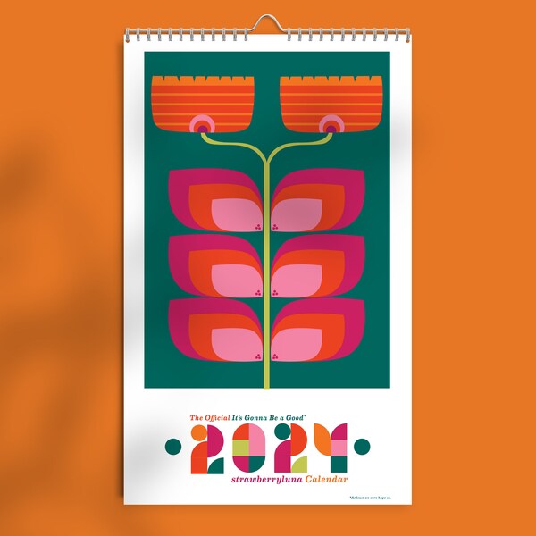 2024 Wall Calendar Illustrated Mid Century Style Botanical Wall Art With Nature Birds and Flowers Art Calendar