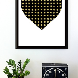 Black & Gold Heart Silkscreen Print - Pittsburgh Love Poster - Graphic Minimalist Screenprint Wall Art -