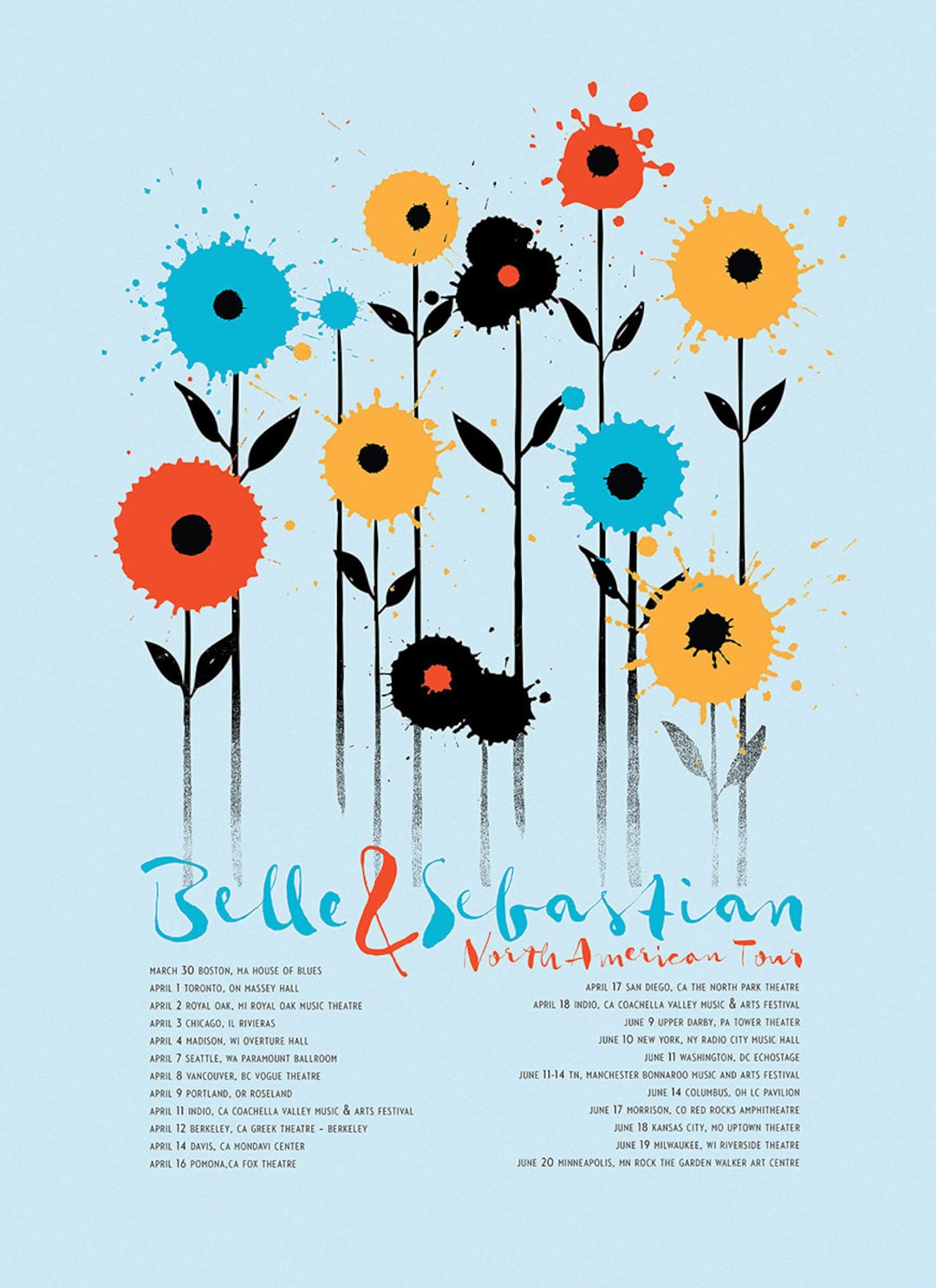 Screenprint Belle & Sebastian Poster Silkscreen - Flowers 2015