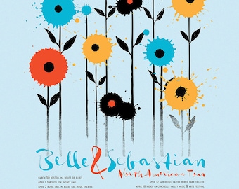 Screen Print Belle & Sebastian Poster Silkscreen - Flowers 2015 Tour Poster