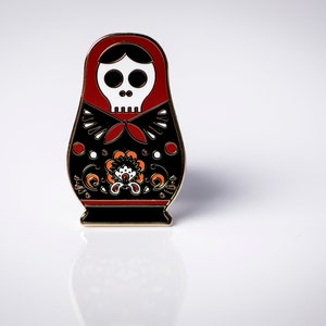 Matryoshka Nesting Sugar Skull Doll Hard Enamel Pin image 3