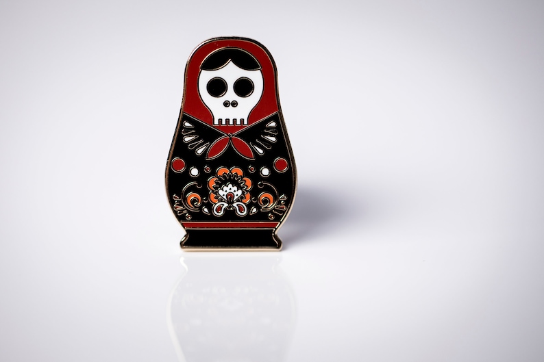 Matryoshka Nesting Sugar Skull Doll Hard Enamel Pin image 3