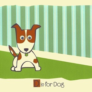 D is for Dog - Kinder Wand Kunst Alphabet Print Kinderzimmer Kunst - Siebdruck Tier KunstDruck