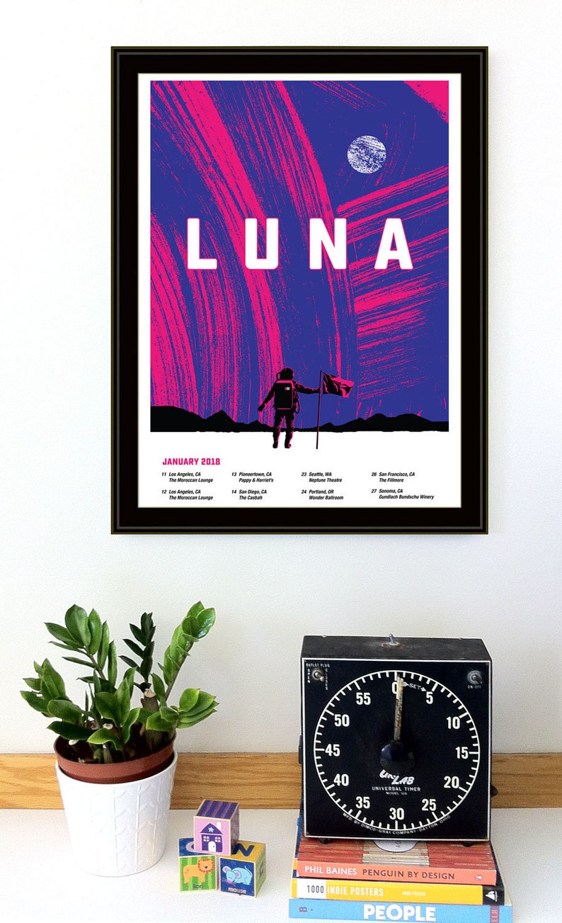 Luna Tour Poster Silkscreen Band Gigposter Music Art Wall Decor Wall Art image 2