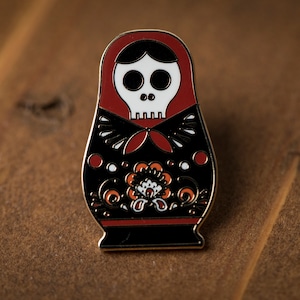 Matryoshka Nesting Sugar Skull Doll Hard Enamel Pin image 2