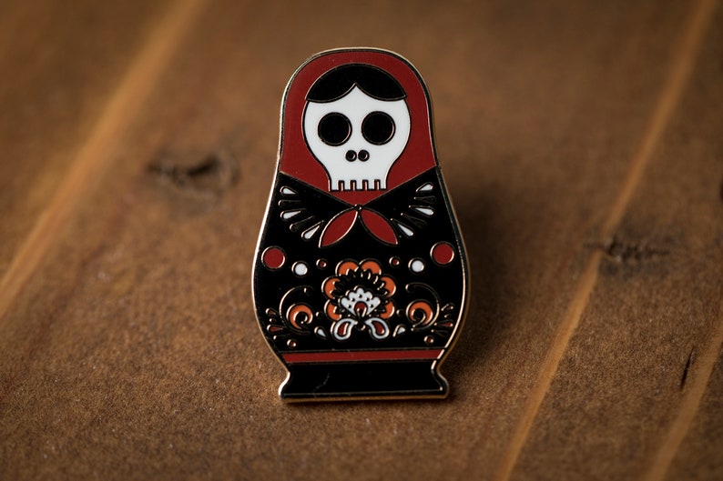 Matryoshka Nesting Sugar Skull Doll Hard Enamel Pin image 2