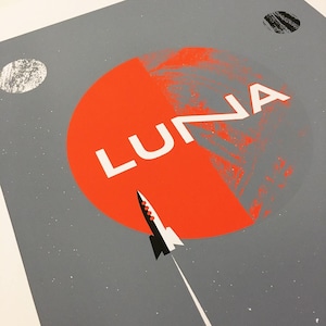 Sérigraphie Affiche de la tournée Luna 2017 Affiche Sérigraphie Rock Rocket Space Moons Print image 1