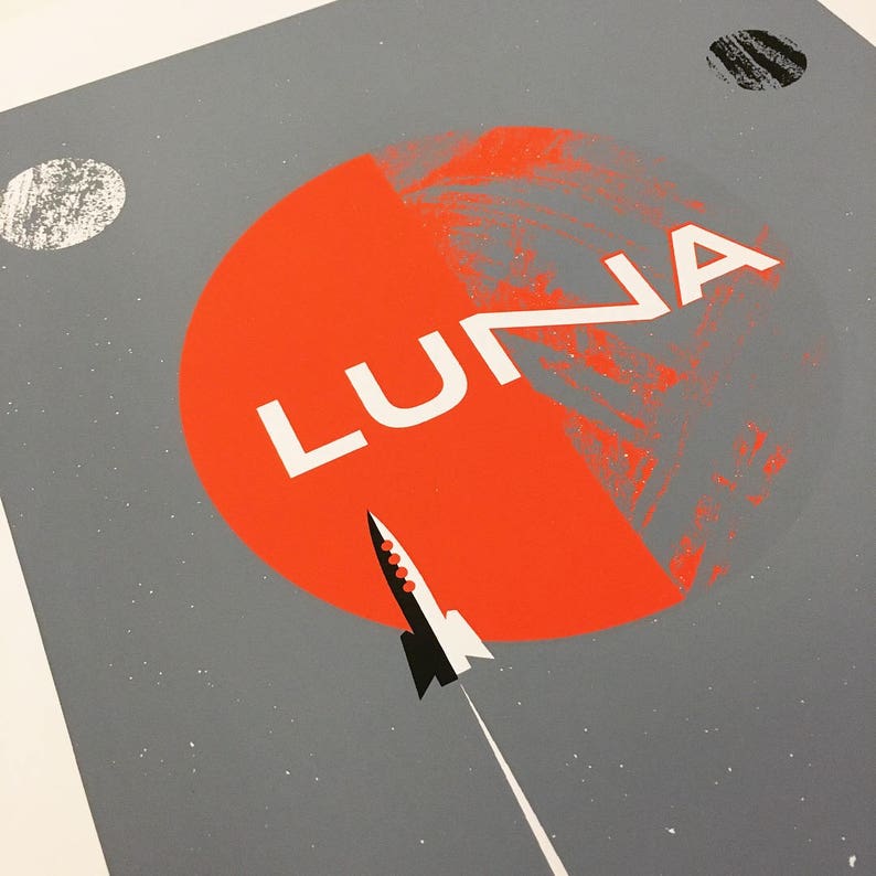 Sérigraphie Affiche de la tournée Luna 2017 Affiche Sérigraphie Rock Rocket Space Moons Print image 1