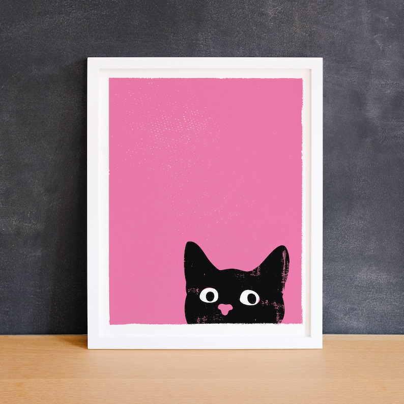 Small Cat Art Print Oh Hai Black Cat Print Kitty Wall Art Nursery Print Home Office Art Wall Decor image 5