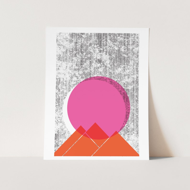 Sun Mountains Screenprint Wall Art Print Geometric Nature Art Poster Modern Landscape Palm Springs and Minimalist Mod Decor image 4