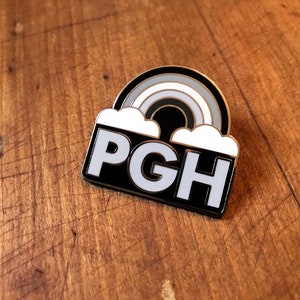 PGH Pittsburgh Greynbow Enamel Pin Grey Rainbow Rainy Day Fun Enamel City of Pittsburgh Pin image 2
