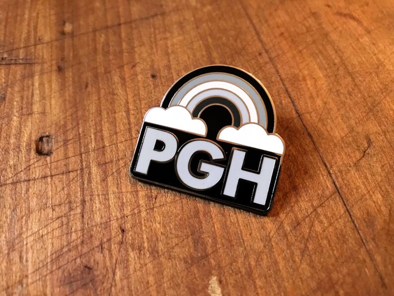 PGH Pittsburgh Greynbow Enamel Pin Grey Rainbow Rainy Day Fun Enamel City of Pittsburgh Pin image 2