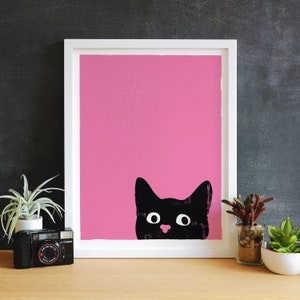 Small Cat Art Print Oh Hai Black Cat Print Kitty Wall Art Nursery Print Home Office Art Wall Decor image 3