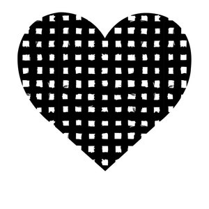 Black and White Screenprint Woven Heart Silkscreen Art Print Graphic Basket Texture Minimalist Modern Heart Print image 2