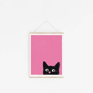 Small Cat Art Print Oh Hai Black Cat Print Kitty Wall Art Nursery Print Home Office Art Wall Decor image 4