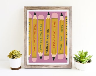 Classroom Art Print - You Got This Pencils Inspirational Saying- Giclee Print Power Up Home Office Wall Art Wall Decor Kids Room Art