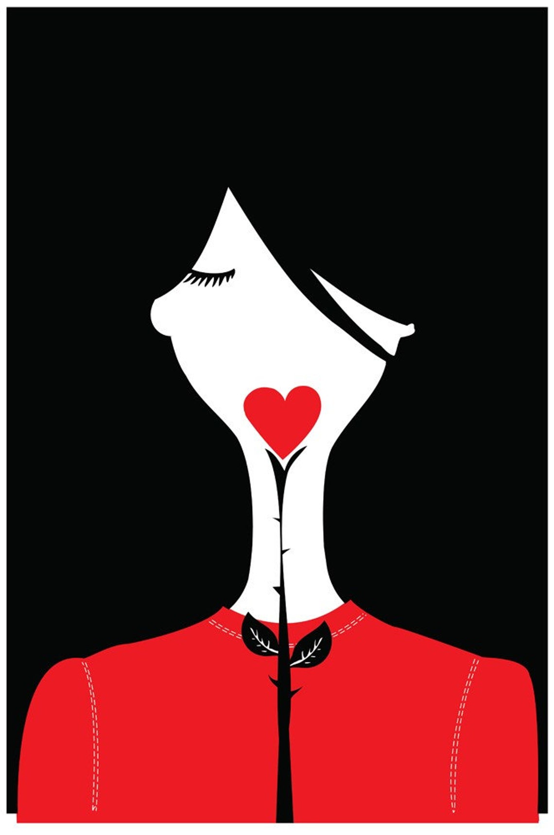 Screenprint Rose Red - Folktale Art Print - Hand-pulled, Silkscreen ...