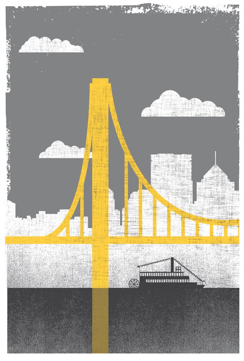Pittsburgh Art Pittsburgh Print Silkscreen City of Bridges 1 Etsy