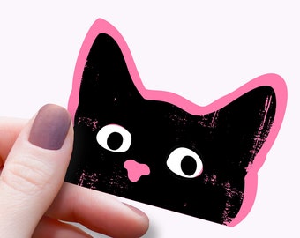 Black Cat Sticker Kitty Laptop Tumbler Sticker Die Cut Fun Cute Pink Oh Hai Cat