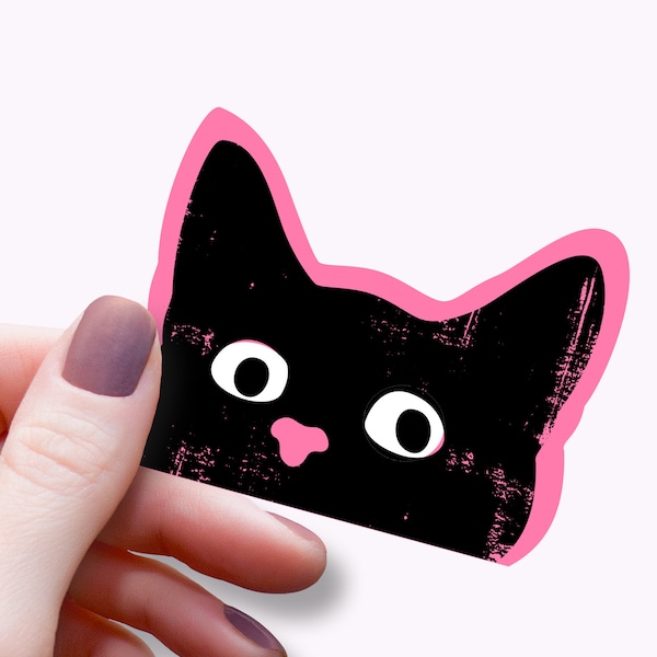 Black Cat Sticker Kitty Laptop Tumbler Sticker Die Cut Fun Cute Pink Oh Hai Cat