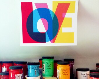 LOVE Art Print - Valentine Love Print Giclee Print Typography Art Typographic Poster Wall Decor