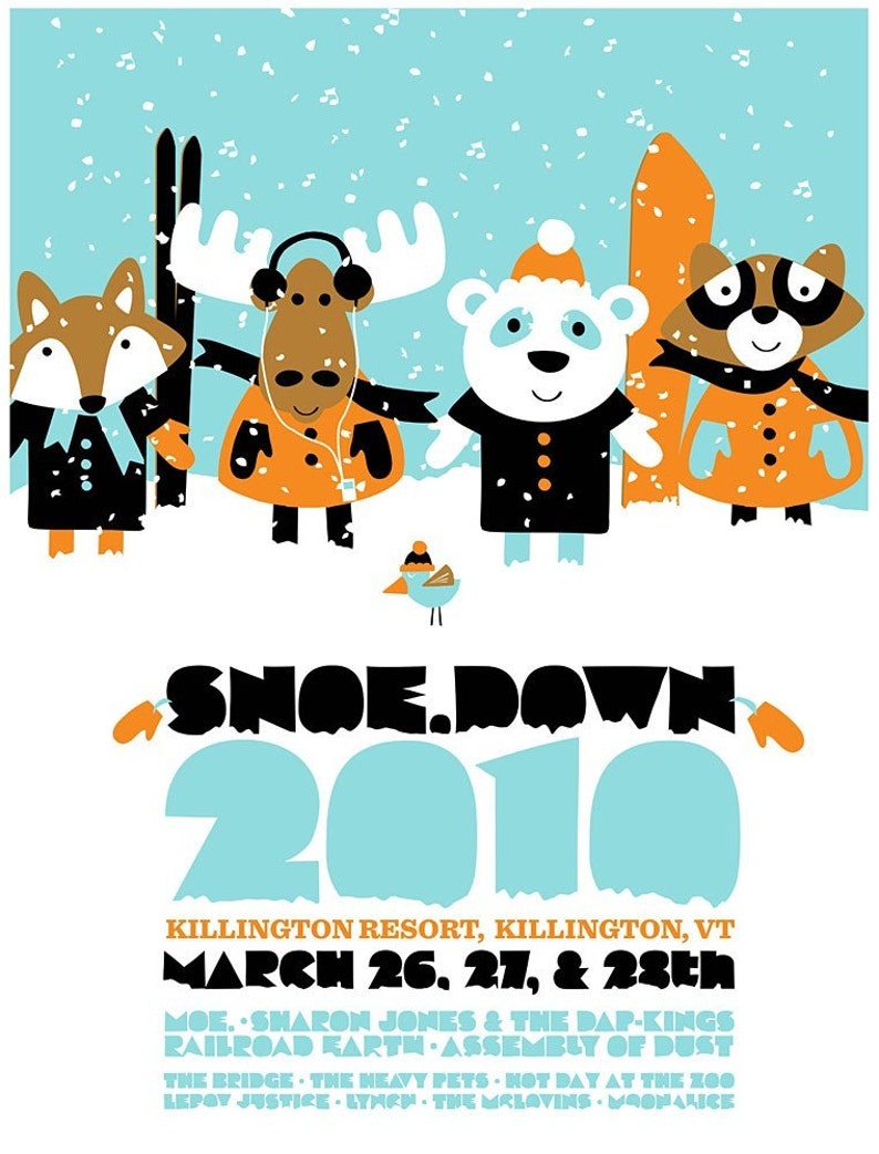 Screenprint Show Poster Moe Snoe.down hand screenprinted limited edition silk screen image 1
