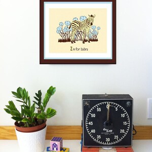 Alphabet Print Nursery Art Z is for Zebra hand screenprinted Animal Art Print image 2