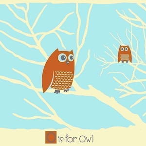 Owl Screenprint Nursery Art - O is for Owl - Alphabet Print - Kids Wall Art Animal Alphabet art print - Nursery Decor Print