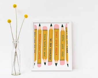 Classroom Inspirational Art Print - You Got This Pencils - Giclee Print Power Up Home Office Wall Art Wall Decor Kids Room Art