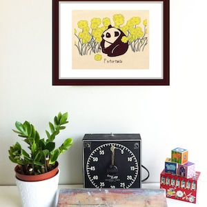 P is for Panda Nursery Print Alphabet Print Screenprint ABC Poster Animal Nursery Art Kids Wall Art by strawberryluna image 2