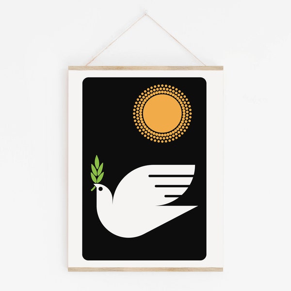 Screenprint Peace Dove - Peace Bird Art Print - Wall Art Silkscreen Hand Printed Peace Poster - Peace on Earth Art