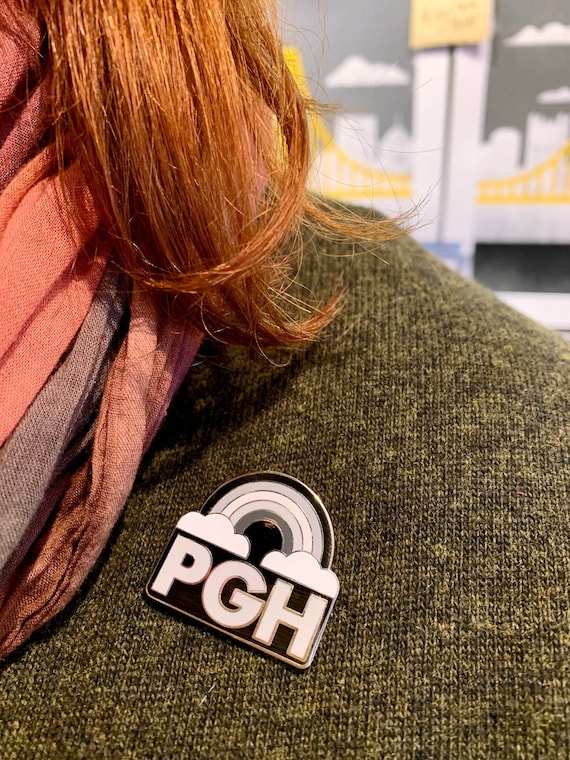 PGH Pittsburgh Greynbow Enamel Pin Gray Rainbow - Rainy Day Grey Fun Enamel City of Pittsburgh Pin