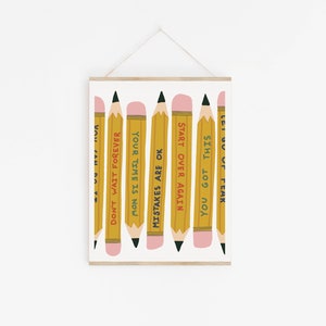 Classroom Inspirational Art Print You Got This Pencils Giclee Print Power Up Home Office Wall Art Wall Decor Kids Room Art image 3