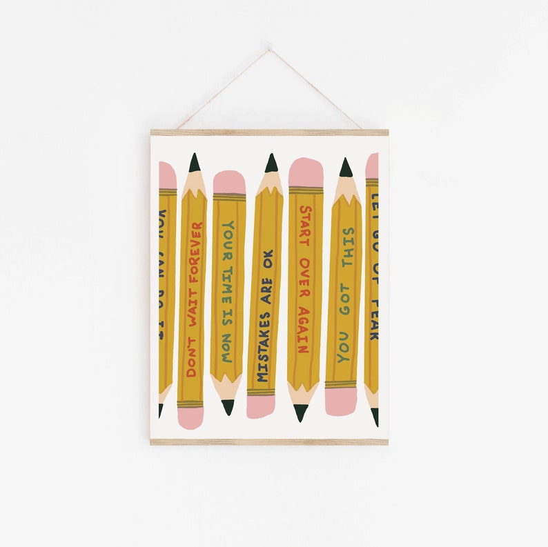 Classroom Inspirational Art Print You Got This Pencils Giclee Print Power Up Home Office Wall Art Wall Decor Kids Room Art image 3