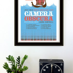 Screen Print Rock Poster Camera Obscura Scottish Ship Sea Hand Silkscreen Printed Art Poster Print Gig Poster image 2