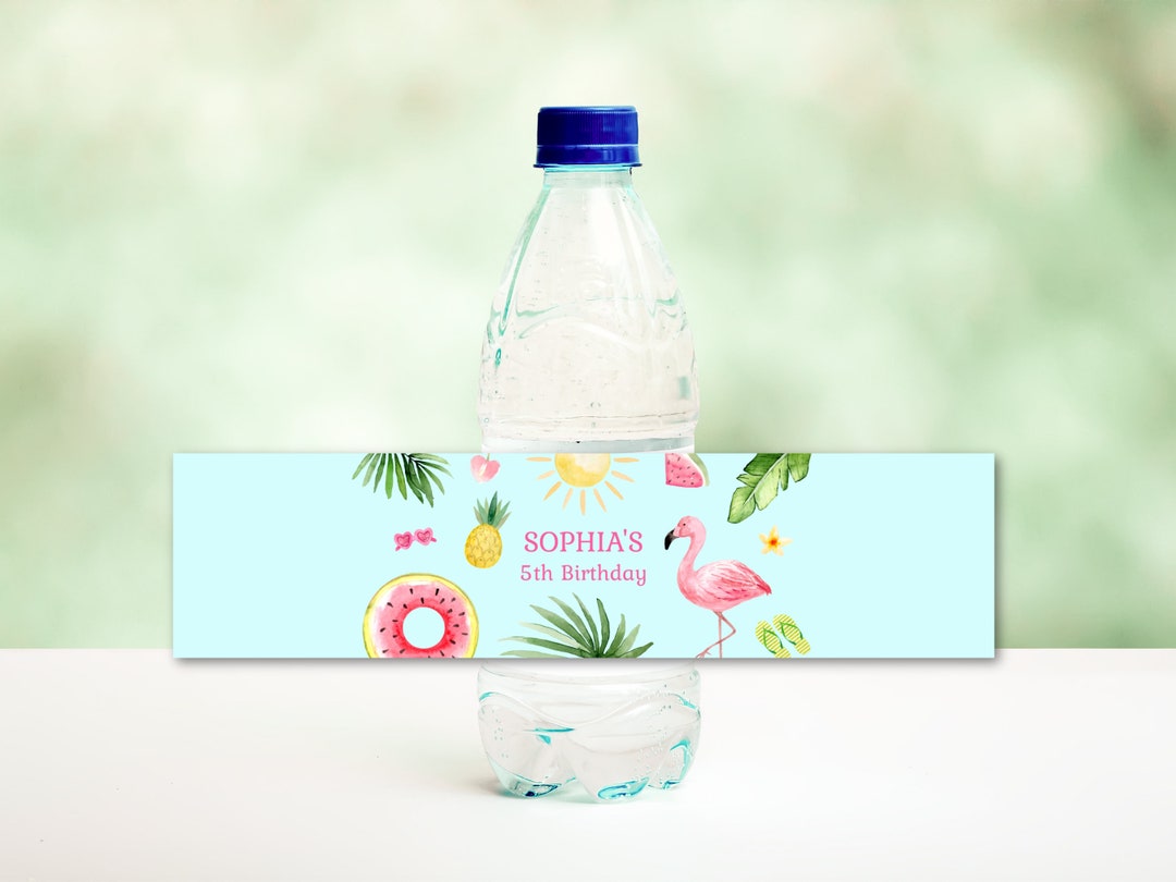 Editable Pool Party Birthday Water Bottle Label, Summer Water Label ...