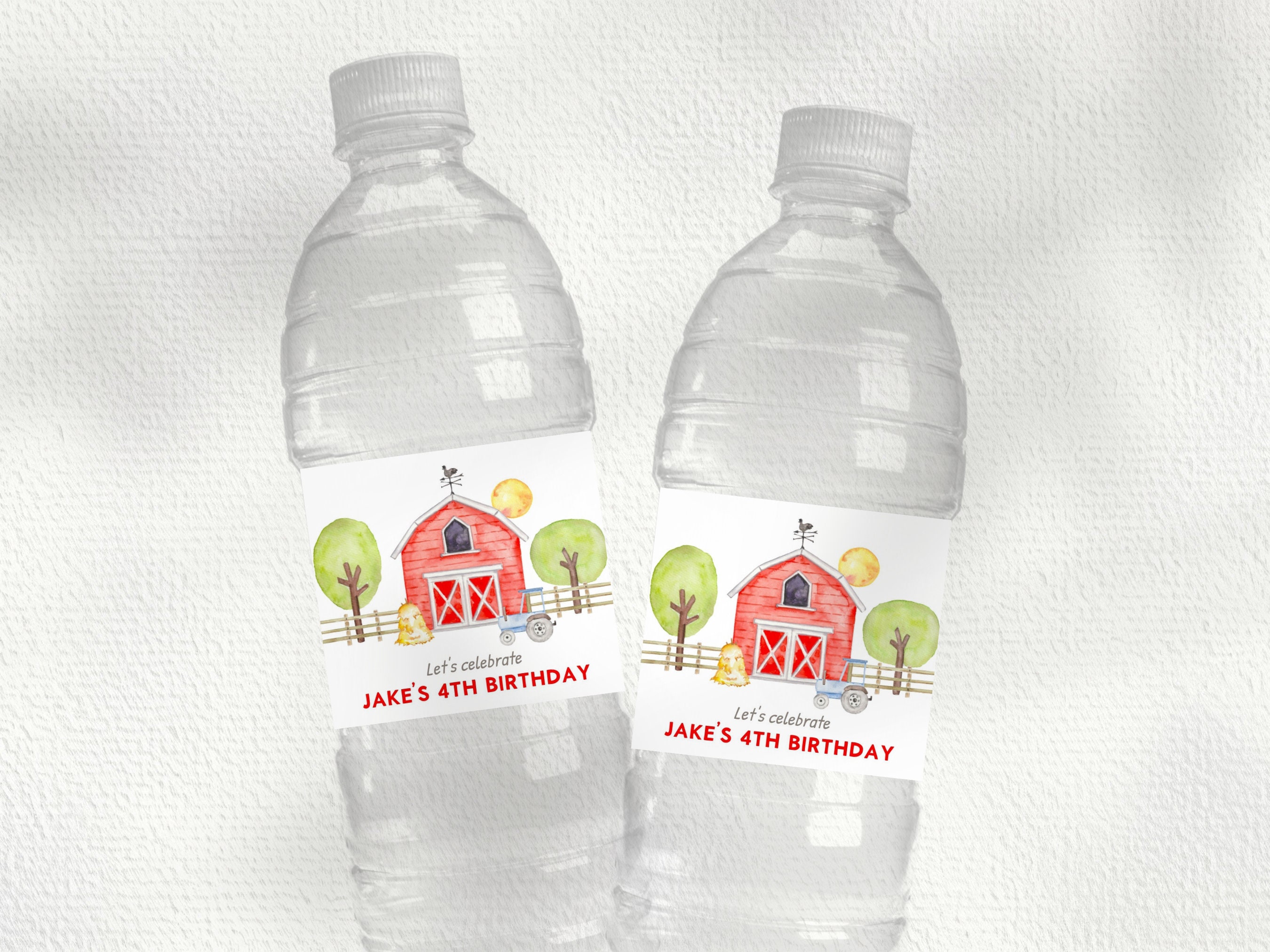 Editable Farm Birthday Water Bottle Label, Farm Water Label, Printable ...